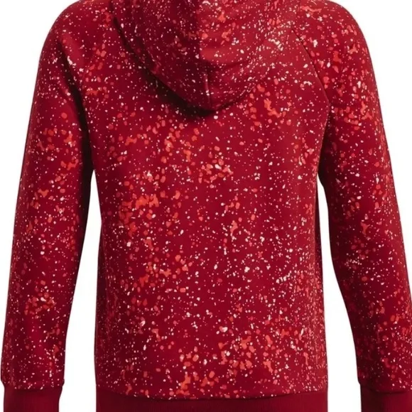 Boys youth UA Under Armour Rival Fleece Printed hoodie sweatshirt red splatter - Picture 2 of 2